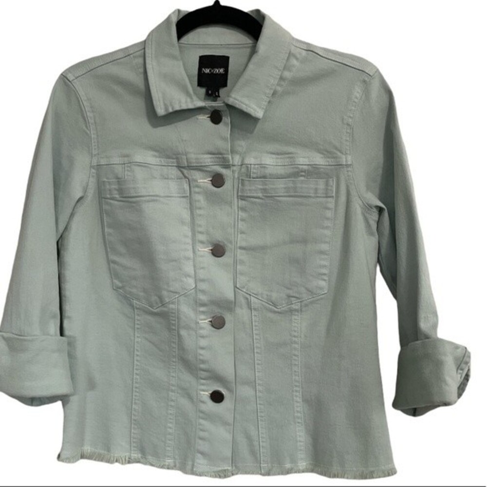 Nic + Zoe Super Stretch Denim Jacket with Raw Hem Size Small